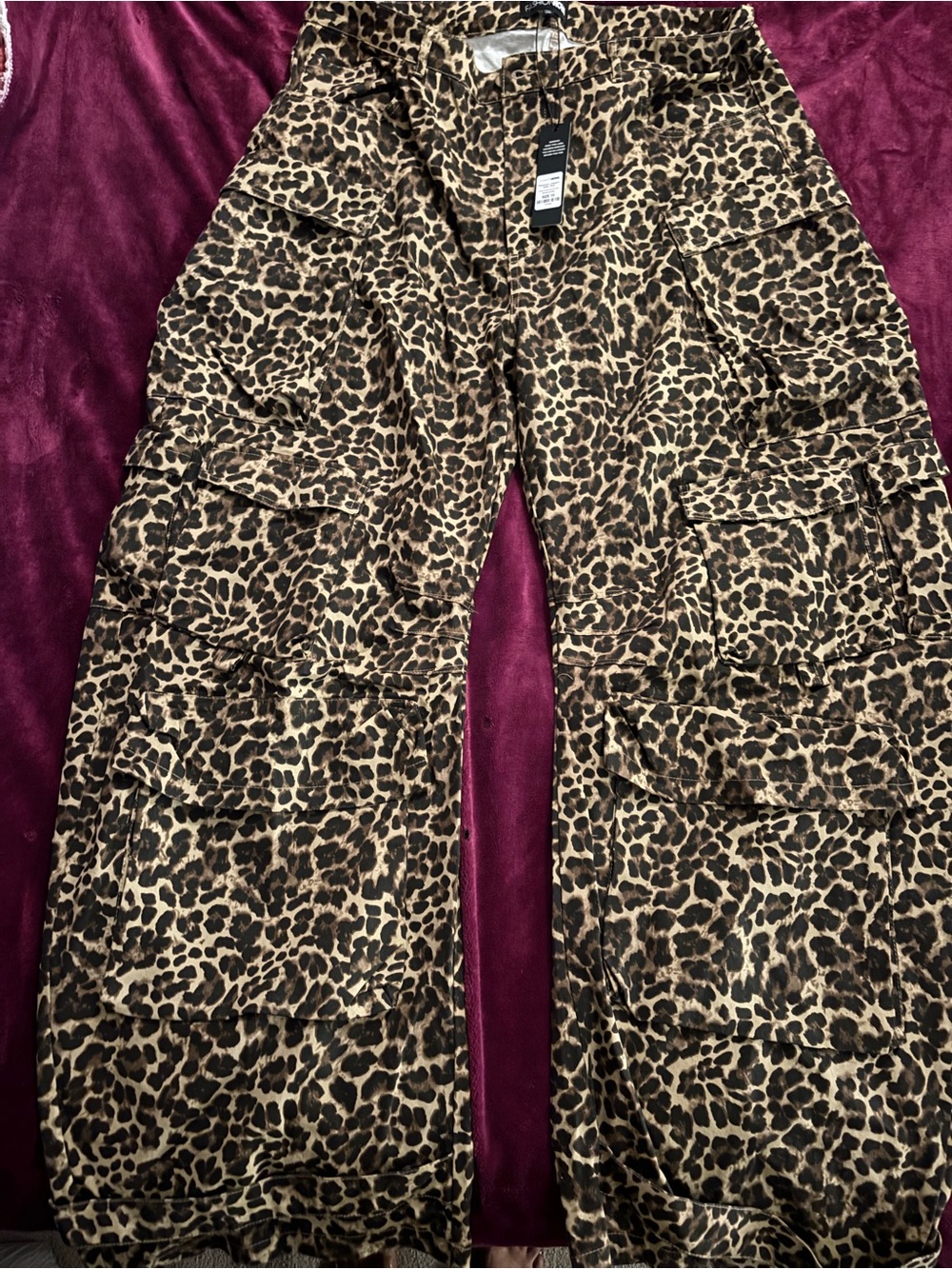 Fashion Nova Wide Leg Leopard Print Pants - Brown/Black - Picture 3 of 8